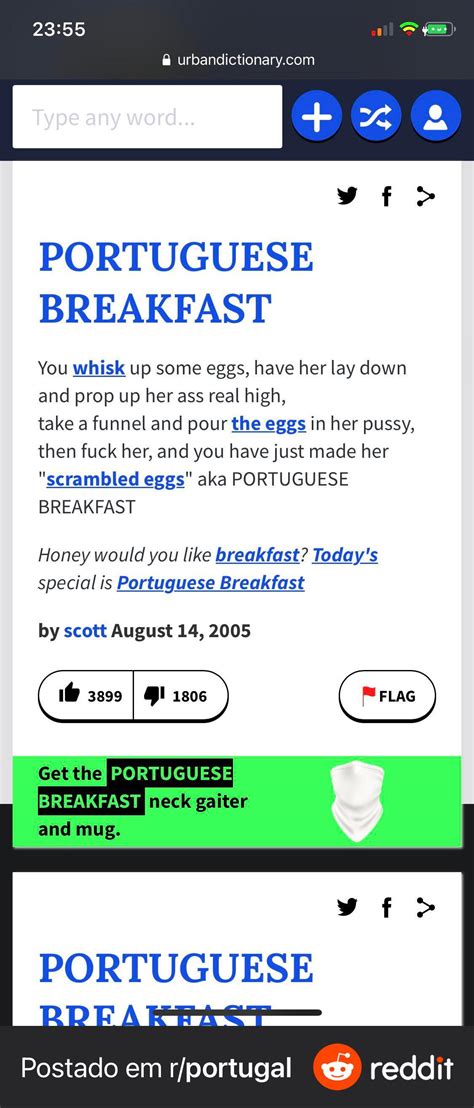 portuguese breakfast urban dictionary